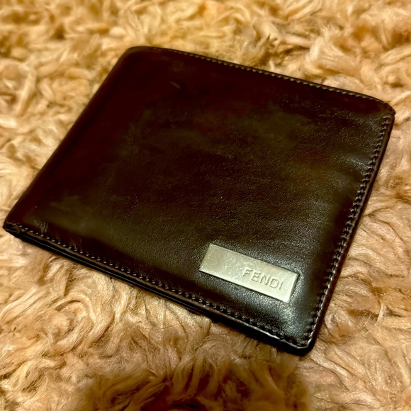 men's brown leather FENDI bifold wallet